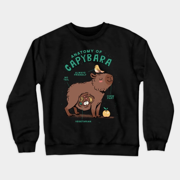 Funny Capybara Anatomy Crewneck Sweatshirt by HAPPY GIFTS K